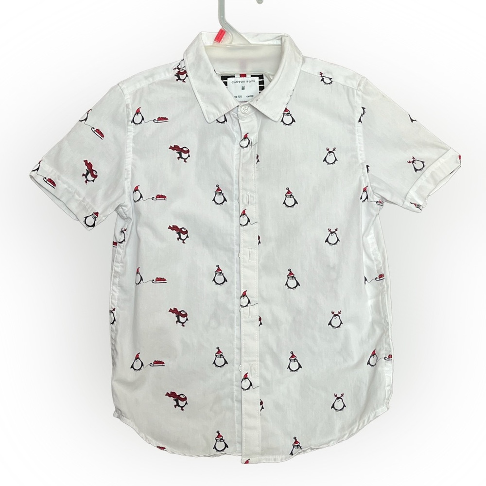 Cactus Boys brand button up collared short sleeve dress shirt.